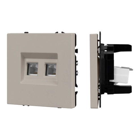 Механизм сдвоенной компьютерной розетки SCT-NOBE-MPC2-SFPL-CA (RJ-45, CAT6) (Arlight, Кашемир)