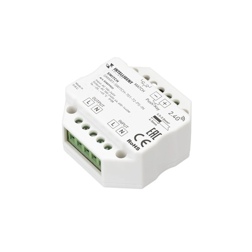 INTELLIGENT ARLIGHT Релейный модуль SMART-SWITCH-701-72-PS-IN  (230V, 1x6A, 2.4G) (IARL, IP20 Пластик, 5 лет)