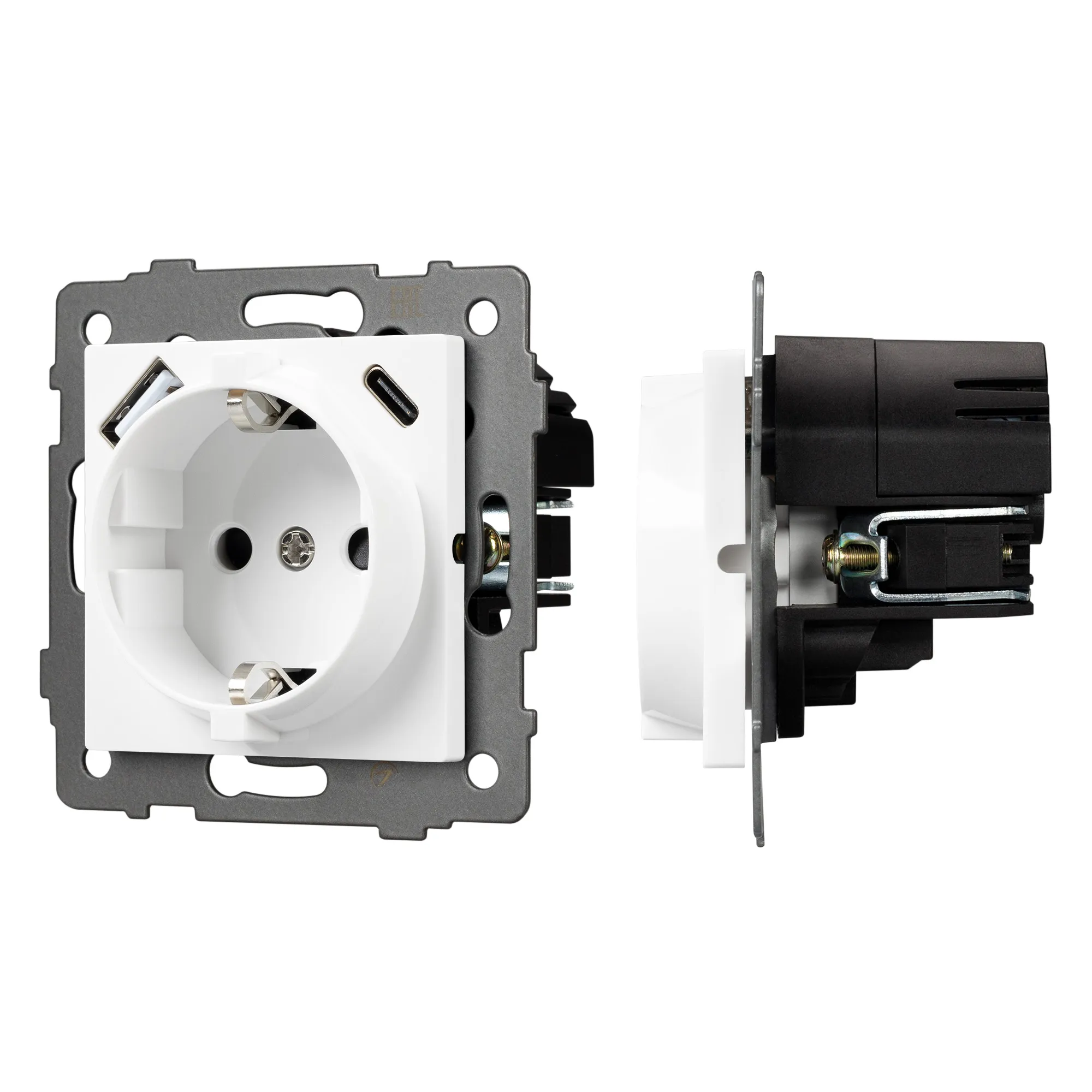 Механизм розетки с быстрой USB зарядкой SCT-MUAC-PL-WH-V (250V, 16A) (Arlight, -) - изображение товара