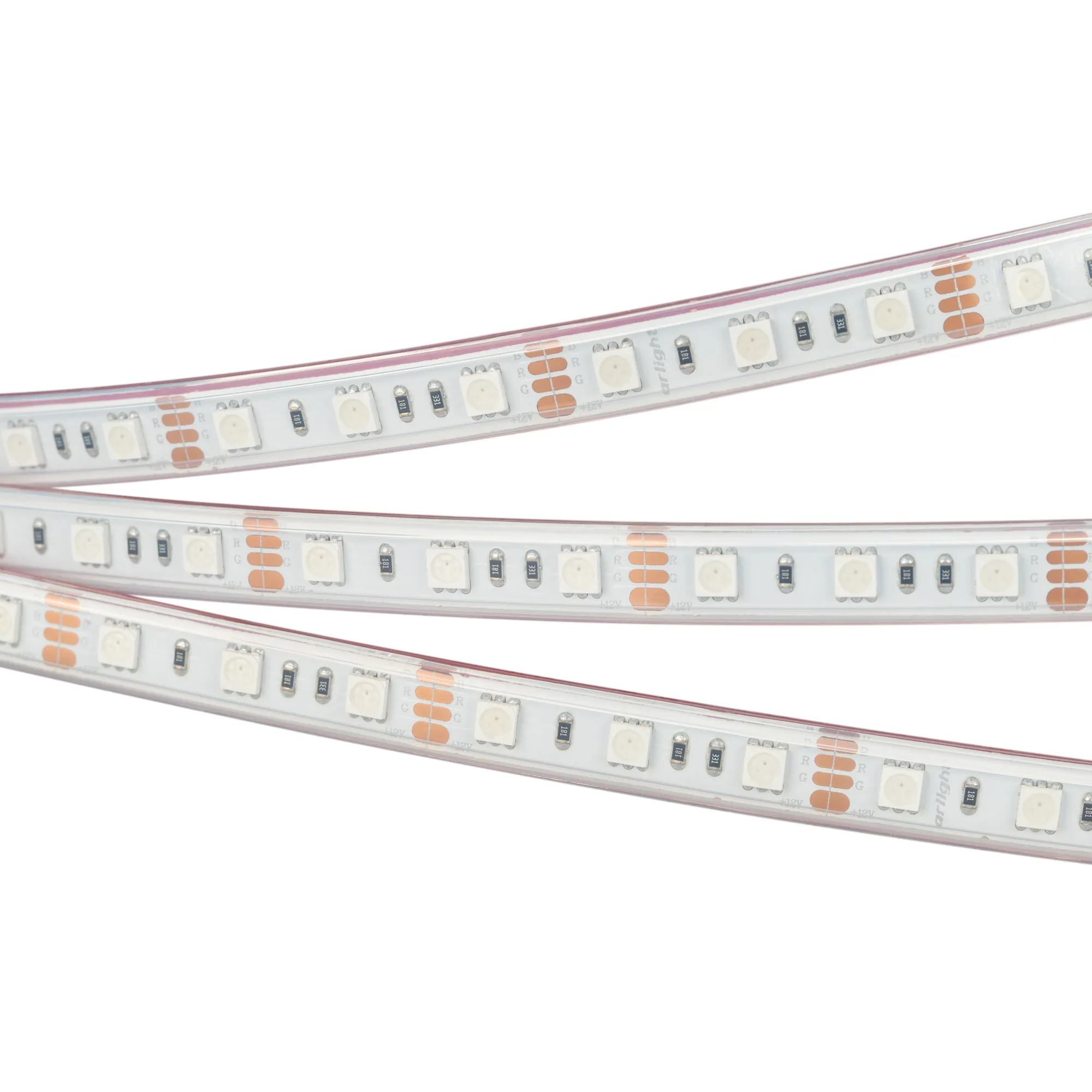 Лента светодиодная RTW 2-5000P 12V RGB 2x (5060, 300 LED, LUX) (Arlight, 14.4 Вт/м, IP66) - изображение товара