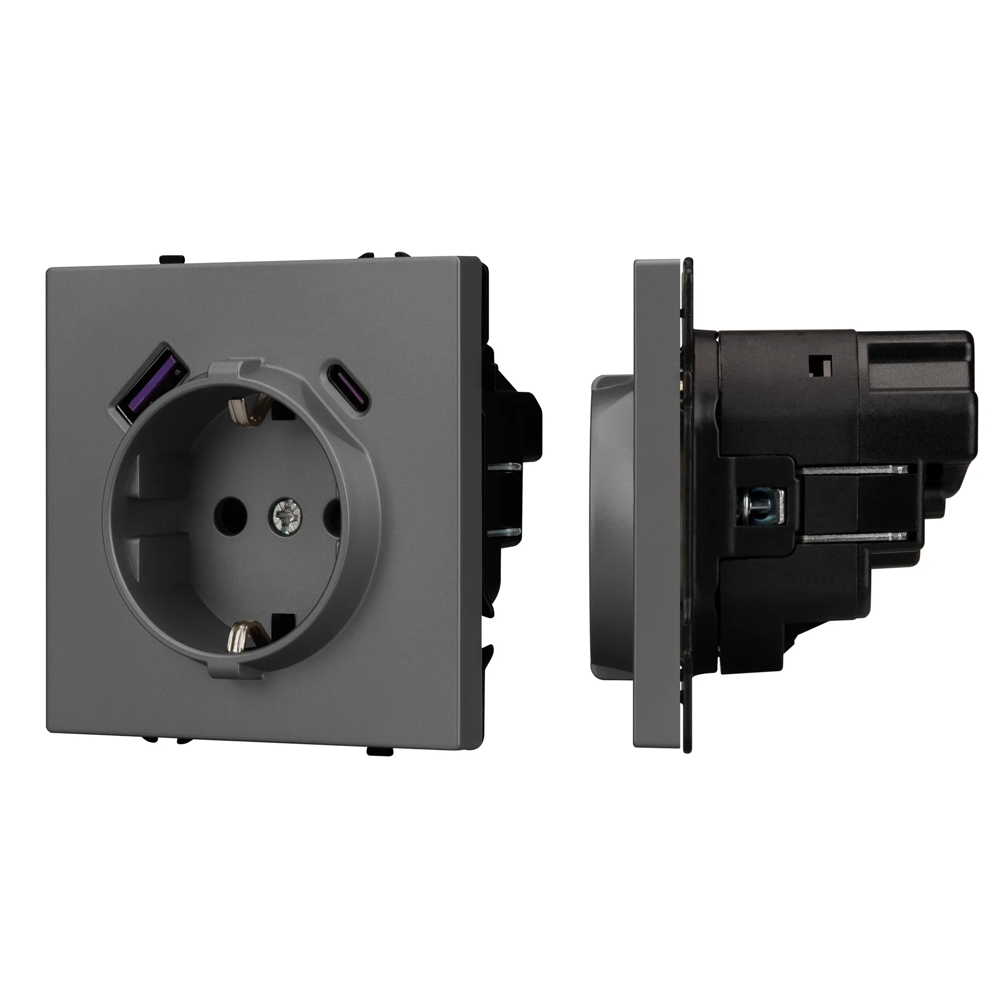 Механизм розетки с USB зарядкой SCT-NOBE-MUAC-SFPL-GR (230V, 16A) (Arlight, -) - изображение товара