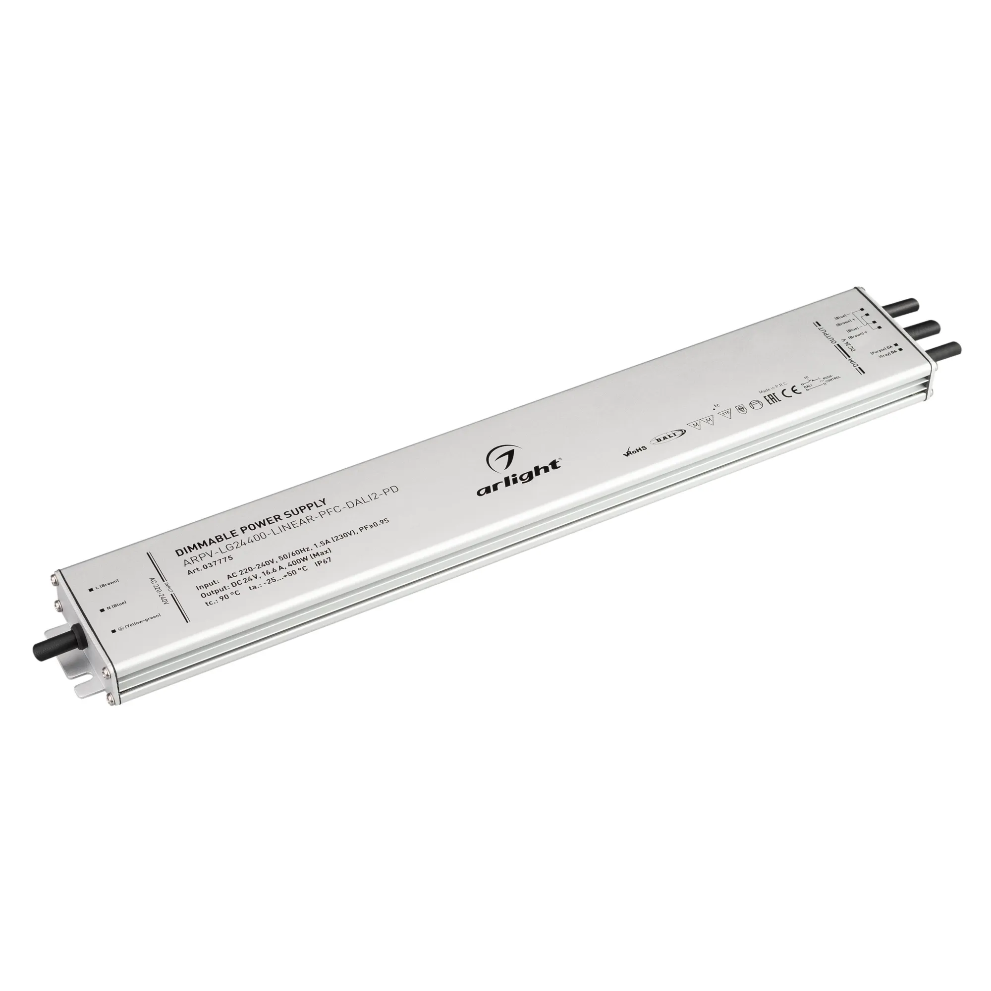Блок питания ARPV-LG24400-LINEAR-PFC-DALI2-PD (24V, 16.7A, 400W) (Arlight, IP67 Металл, 5 лет) - изображение товара